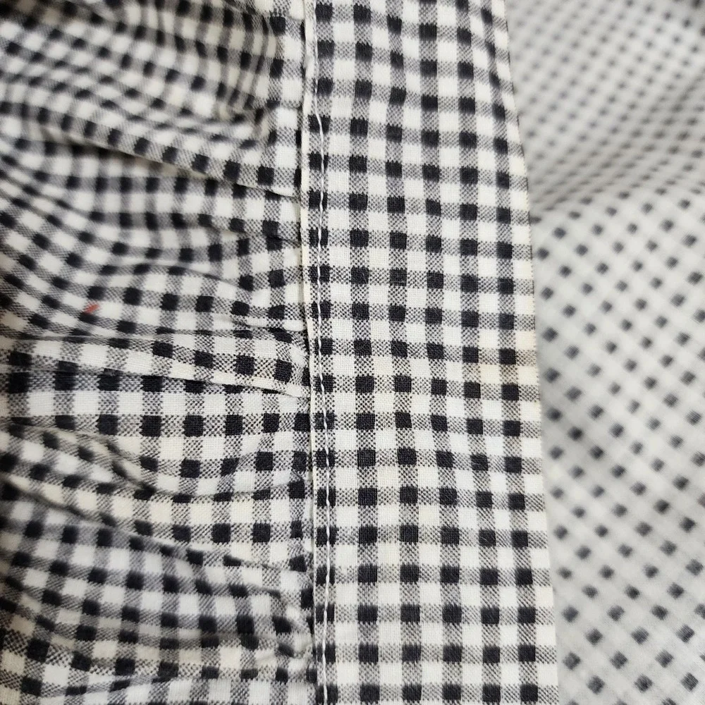 Vintage Handmade Gingham Half Apron Black White Red Tulip Pockets Cottagecore